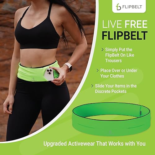 Miniatura 5 de FlipBelt Cinturón de correr clásico  Riñonera para correr para mujeres y hombres  Paquete de bandas de cintura que no se agrietan para teléfono