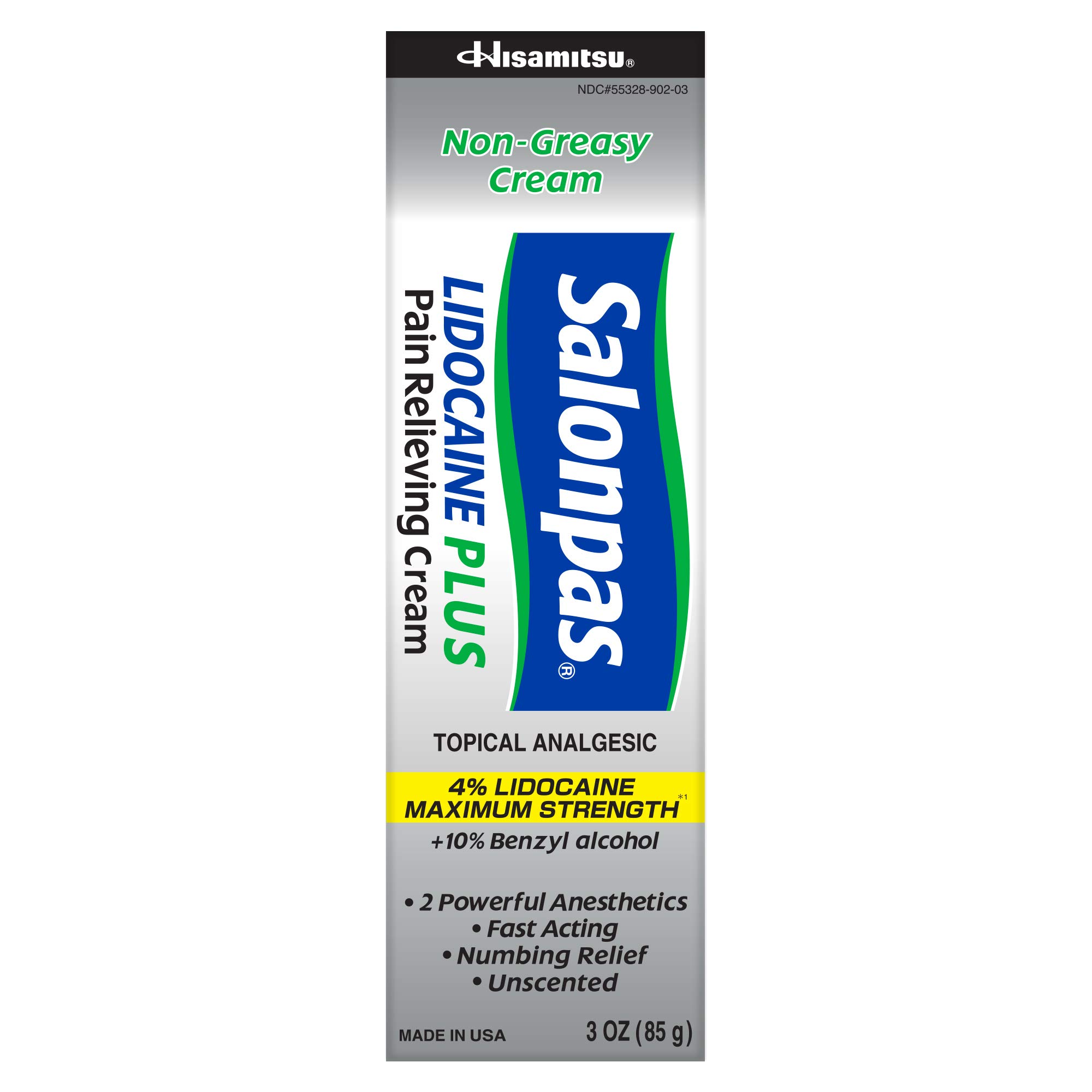 Salonpas Lidocaine Plus Pain Relieving Cream 3 oz