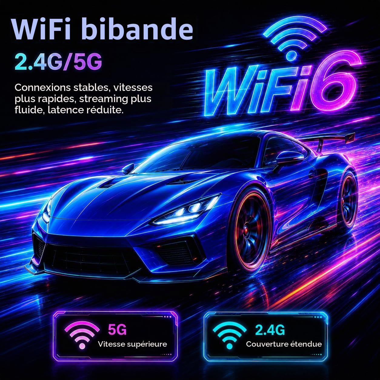 Boîtier TV Android 4Go RAM 32Go ROM 4K UHD Wi-Fi6 processeur à Quatre cœurs
