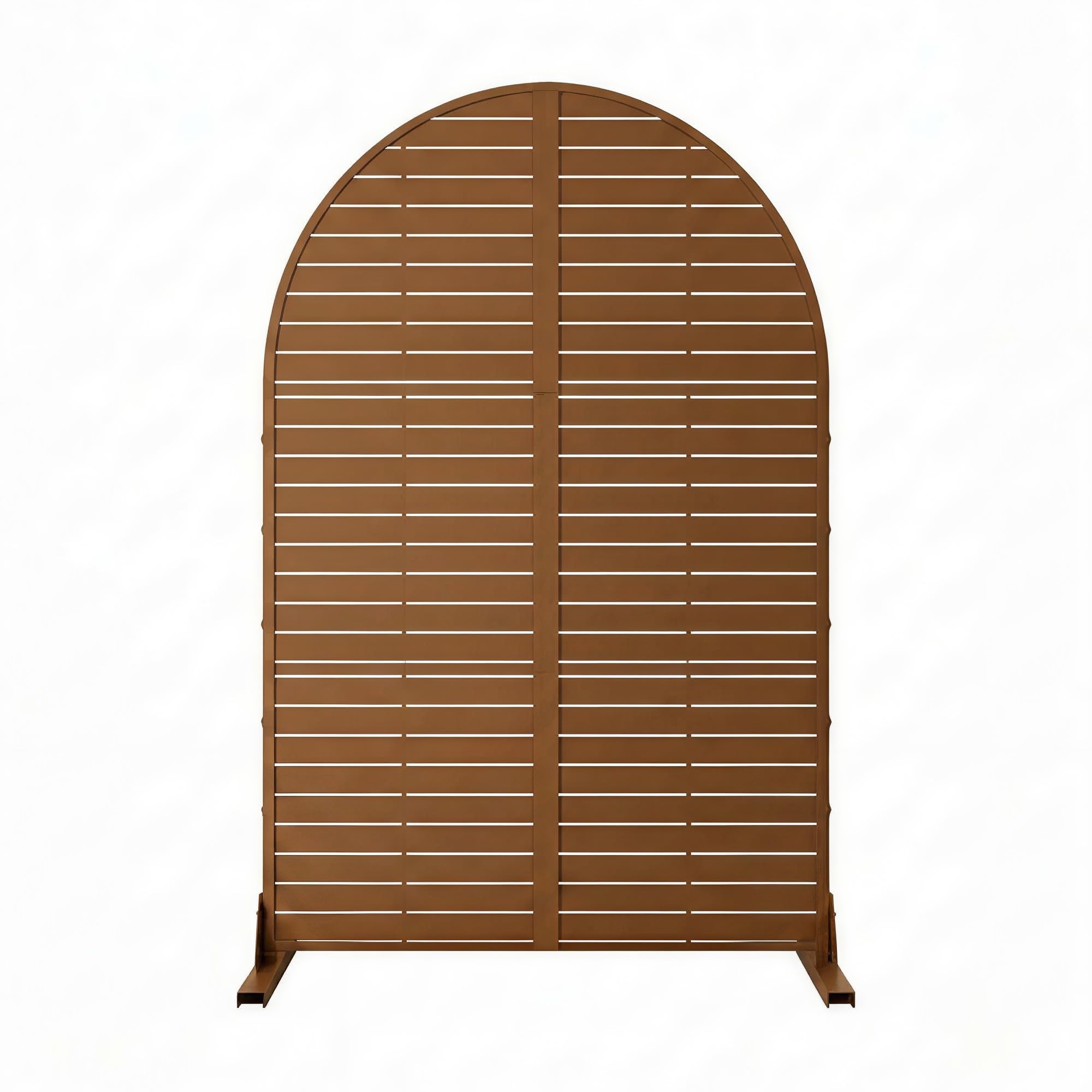 casa.pro Biombo Nordepp diseño Arco Redondeado Acero 180x90x40cm Marrón | Separador de ambientes tabique exterior interior pantalla de privacidad protección contra sol para jardín terraza balcón