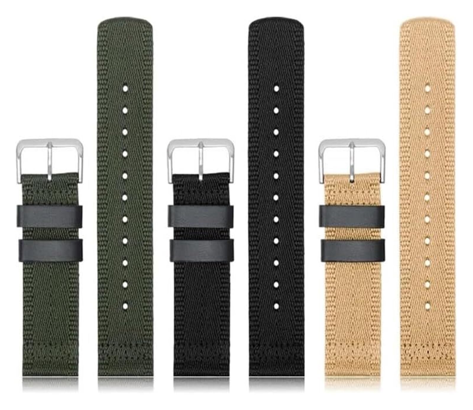 Bracelets élastiques en nylon tressé à boucle régl Bracelet de montre en Nylon respirant tendance Bracelet en toile Bracelet de remplacement 24mm Bracelet de montre en nylon