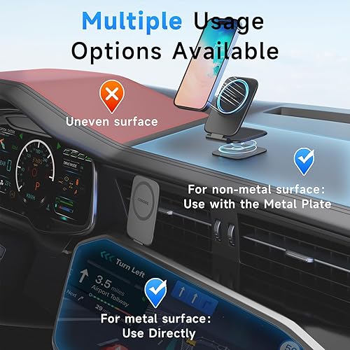 Miniatura 5 de Soporte magnético para teléfono para automóvil, soporte MagSafe para automóvil con imanes fuertes de doble cara, soporte ajustable para teléfono