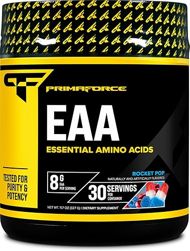 Primaforce Polvo EAA (30 porciones, sabor Rocket Pop) Aminoácidos esenciales para entrenamiento preintra y recuperación Sin OMG y sin gluten