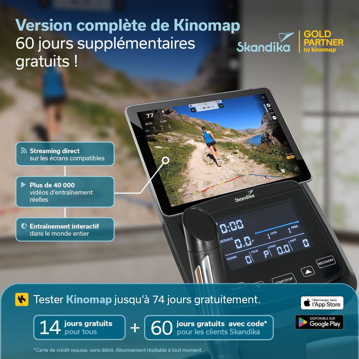 Skandika Vélo elliptique Treliv P22 | Vélo elliptique d'appartement avec éléments en Bois, 32 Niveaux, 22 programmes, Frein magnétique, Compatible avec Kinomap, Bluetooth, Max 135KG
