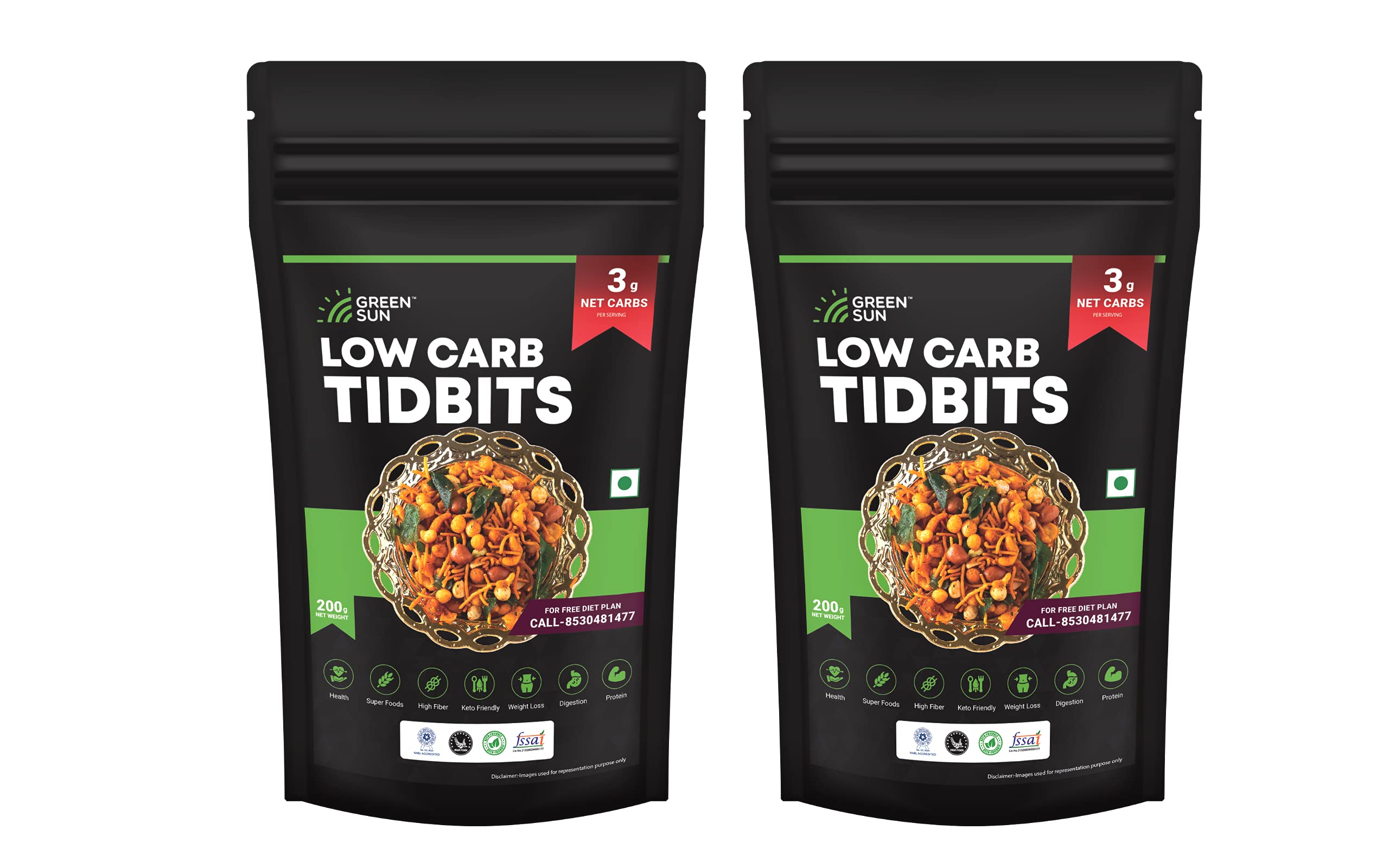 GREEN SUN Pure Veg Low Carb Tidbits | Pack of 2 | Healthy | Mixture | Namkeen | Bhujia | Keto Friendly | Tasty Savoury Snack | Low Calorie… (B09JKJJNM9) Amazon Price History, Amazon Price Tracker