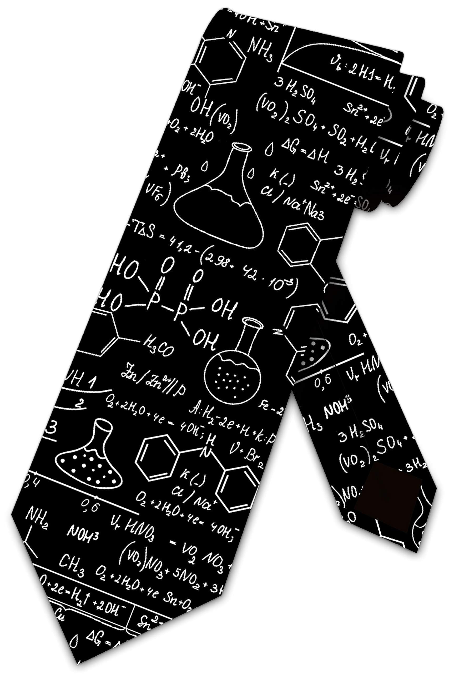 Science Ties Mens Chemistry Equations Necktie by Three Rooker, Black, One size
