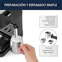 Vista 3 de De'Longhi Stilosa - Máquina de café expreso manual, cafetera compacta, presión de bomba de 15 bares, varita manual de vapor para espumador de leche