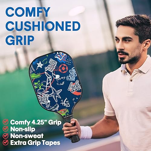 Miniatura 4 de Palas de pickleball, regalo de pickleball, raquetas de pickleball de fibra de vidrio, toalla de enfriamiento y cubierta de pickleball - Juego de