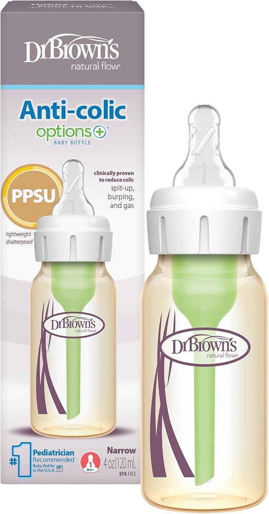 Dr. Brown's Anti-Colic Options+ Narrow PPSU Baby Bottle, 4 oz, 1-Pack — 사진 1