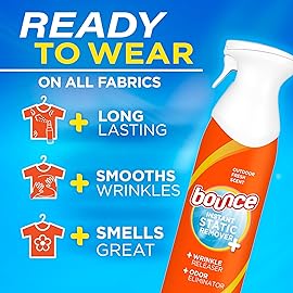 Bounce Anti Static Spray, 3 in 1 Instant Anti Static Spray & Instant Wrinkle Release, Odor Eliminator and Fabric Refresher Spray (9.7 Fl Oz, Pack of 1)