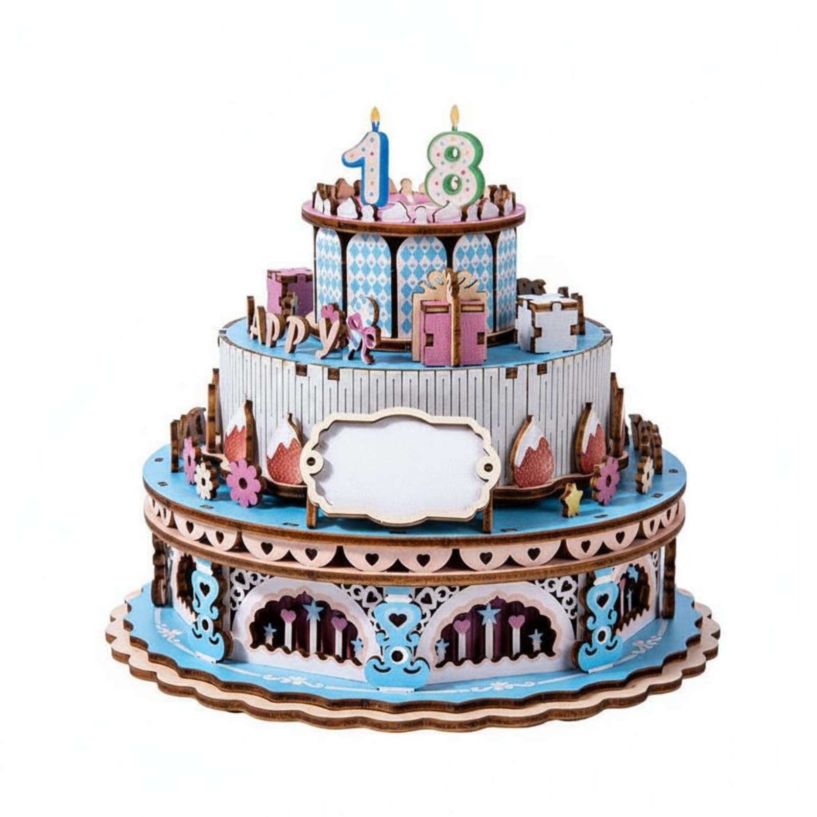 Puzzle Musicale per Bambini Gioco Torta da Te Carillon Creativo Assemblaggio Manuale Regalo Educativo Adatto per Compleanni Feste Casa, Blu