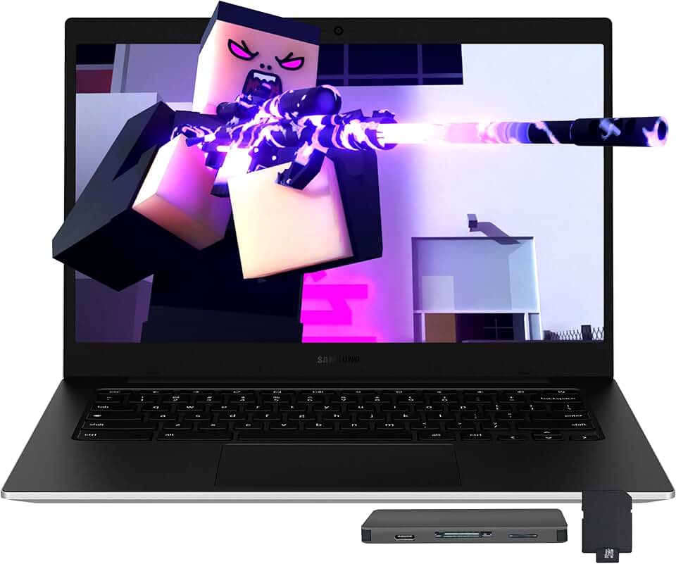 Samsung Notebook Galaxy Chromebook Go de 14 polegadas LED HD, Intel Celeron N4500, 4 GB LPDDR4X, armazenamento de 288 GB (128 GB eMMC + conjunto de estação de ancoragem de 160 GB), gráficos Intel UHD