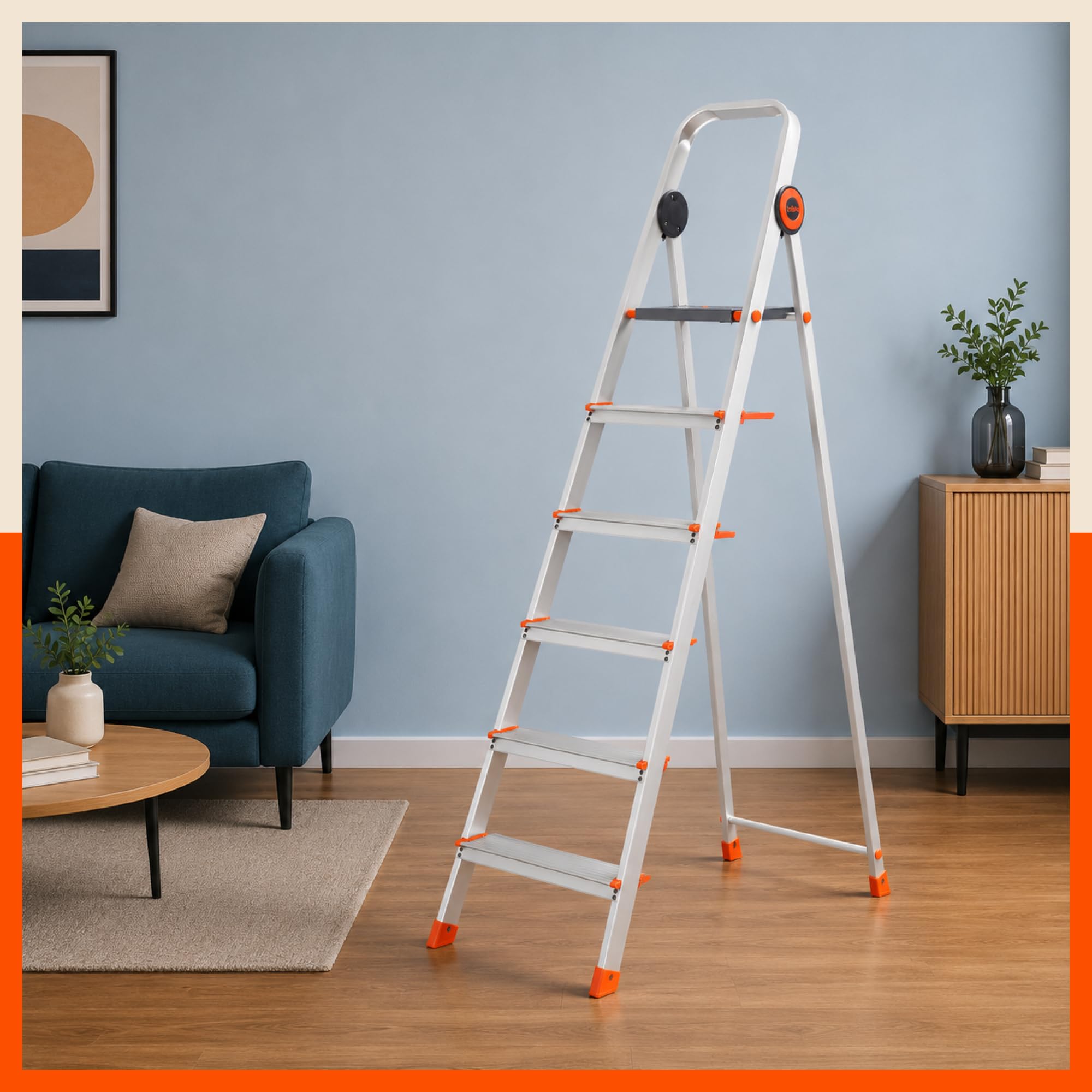Bathla Advance 8-Step Aluminium Ladder | 150 Kg Load Capacity | Anti-Slip Steps | Sure-Hinge Technology | Home Use Step Ladder | 5 Year Warranty — Amazon image 15