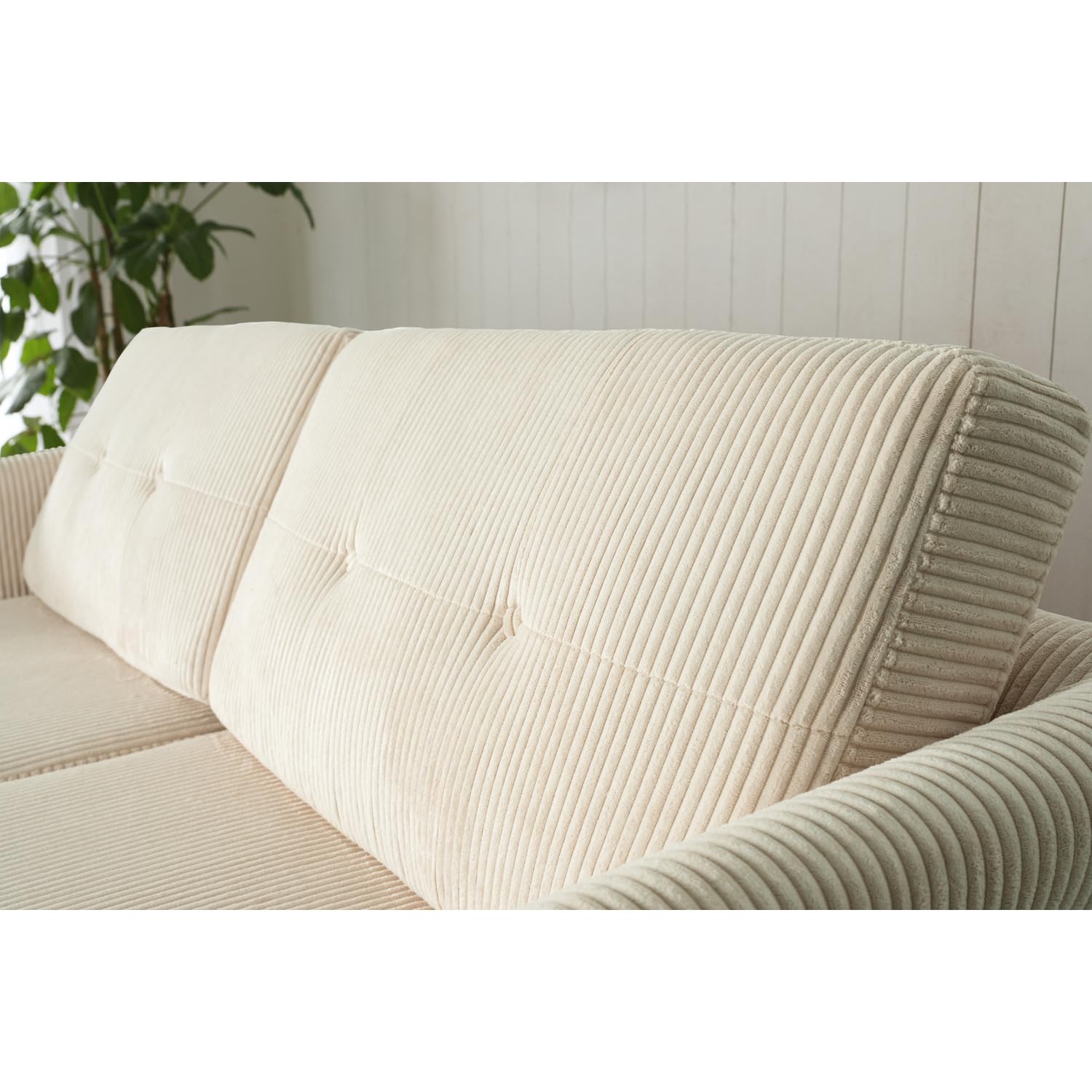CONCEPT USINE Canapé Scandinave HÖGA Velours Côtelé 3 Places Beige 190 cm