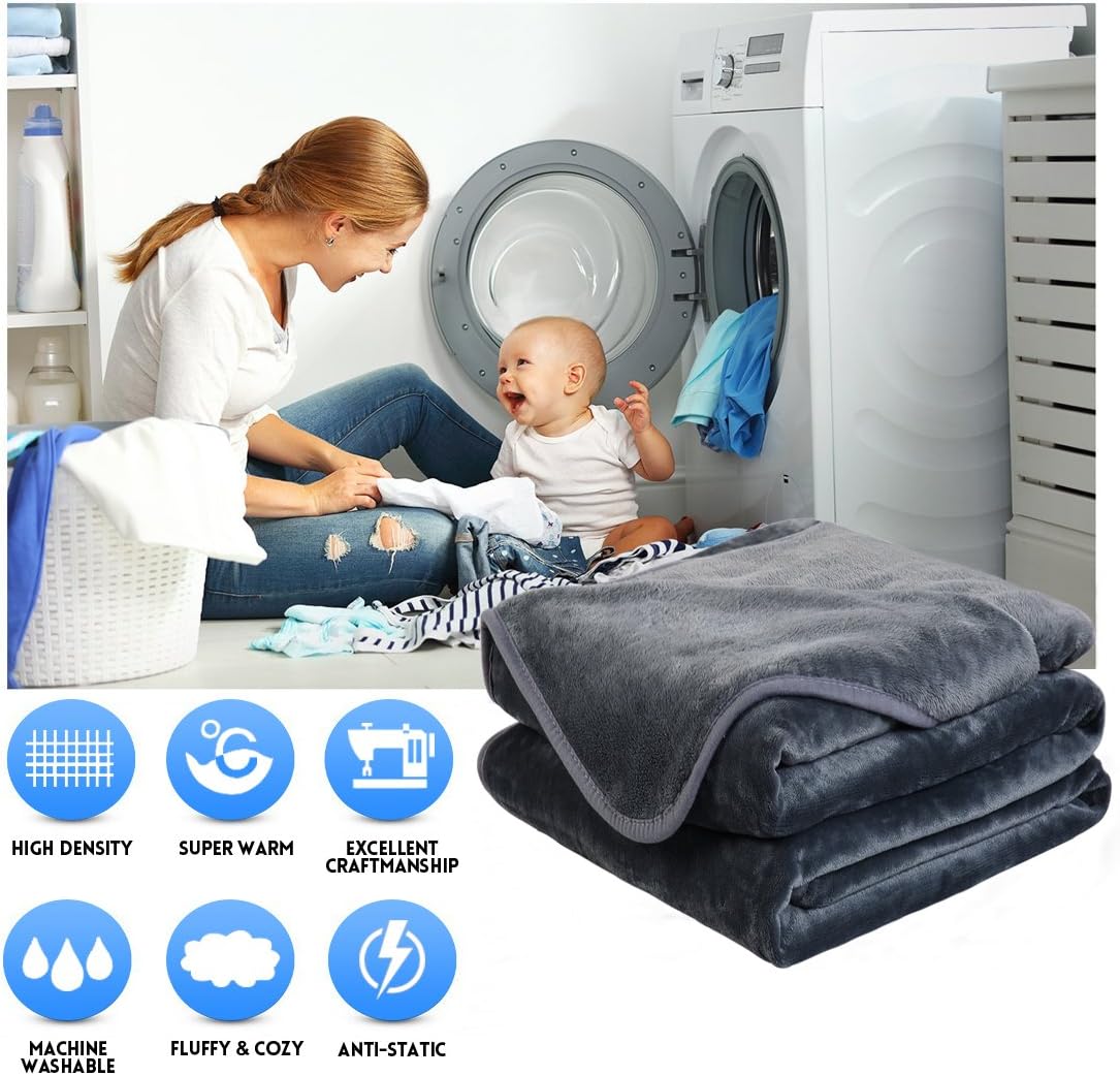 EASELAND Soft Queen Size Blanket All Season Warm Microplush Lightweight Thermal Fleece Blankets for Couch Bed Sofa,90x90 Inches,Dark Gray : Home & Kitchen