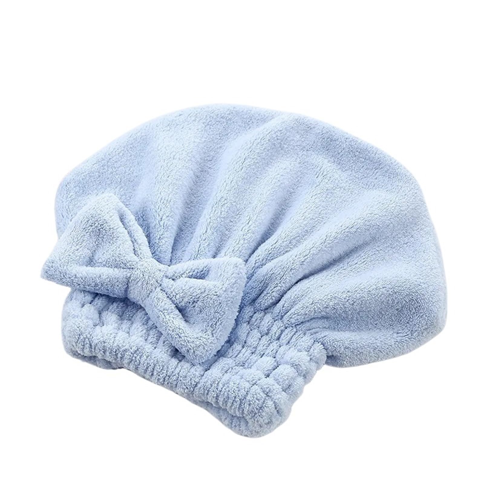 LUYSGBXR Hair Towel Shower Cap Women Hair Microfibre Quick Drying Bath Spa Bowknot Wrap Towel Hat For Room Accessories(Blue)