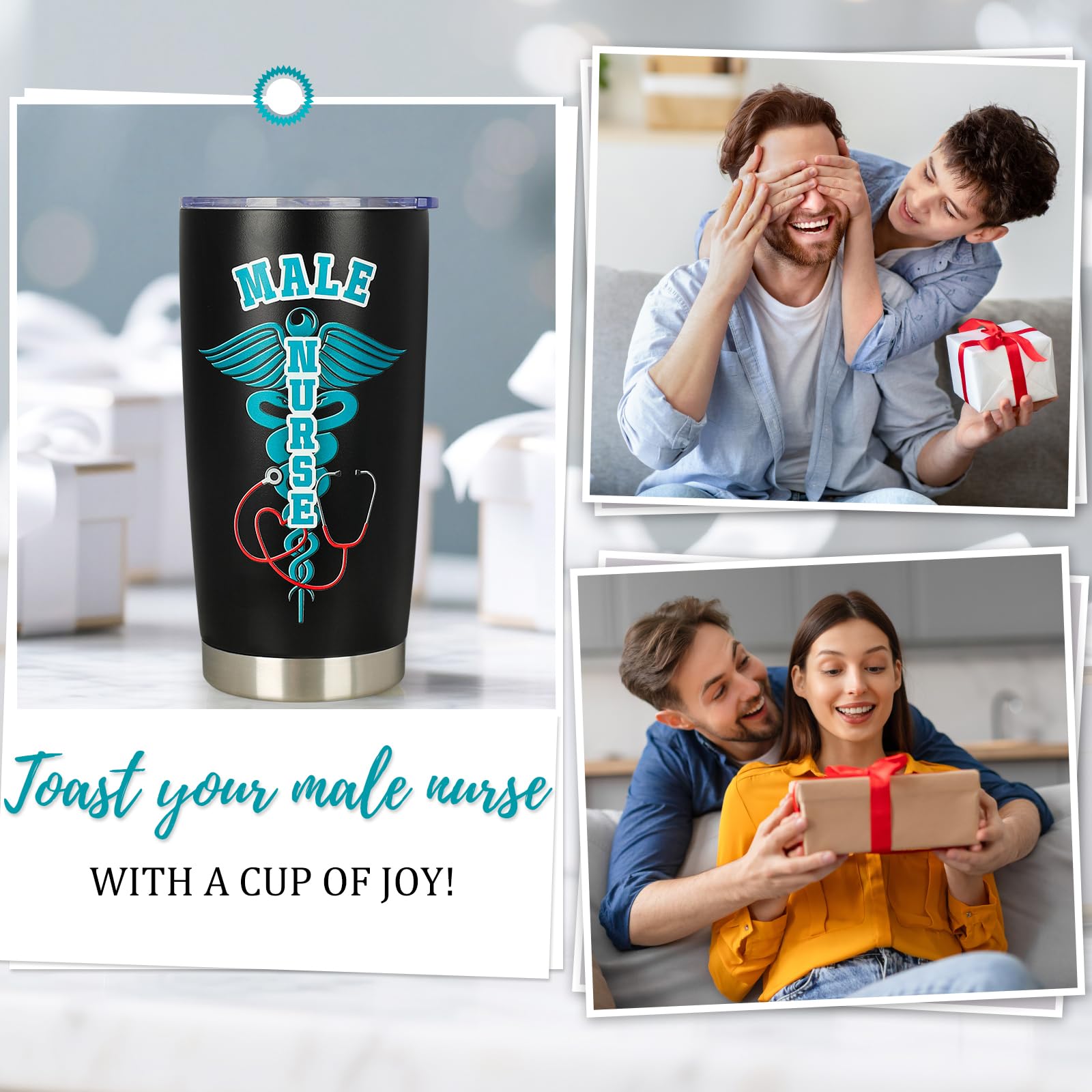 Male Nurse Gifts - Nurse Week Gifts for Men - Nurses Practitioner Christmas, Graduation, Birthday, Appreciation Gift for Nurses Boyfriend Husband Dad - 20 oz Insulated Tumbler Gift for Murse