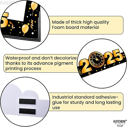 Miniatura 4 de KatchOn Marco de cabina de fotos de Año Nuevo, grande de 36 pulgadas, accesorios de cabina de fotos para suministros de fiesta de Año Nuevo