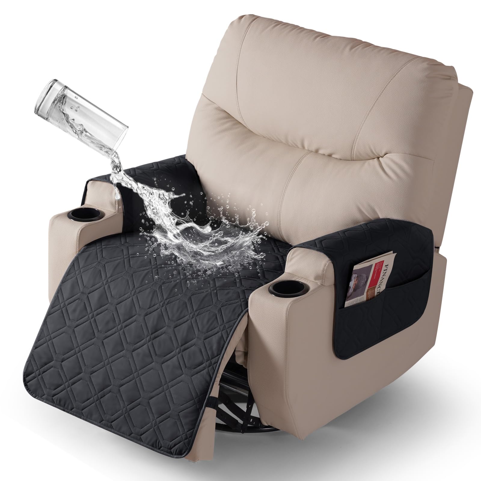 VANSOFY Recliner Chair Covers 100% Waterproof Seat Cover with Arm Reclining Cover Non-Slip Recliner Chair Covers Furniture Protector Washable