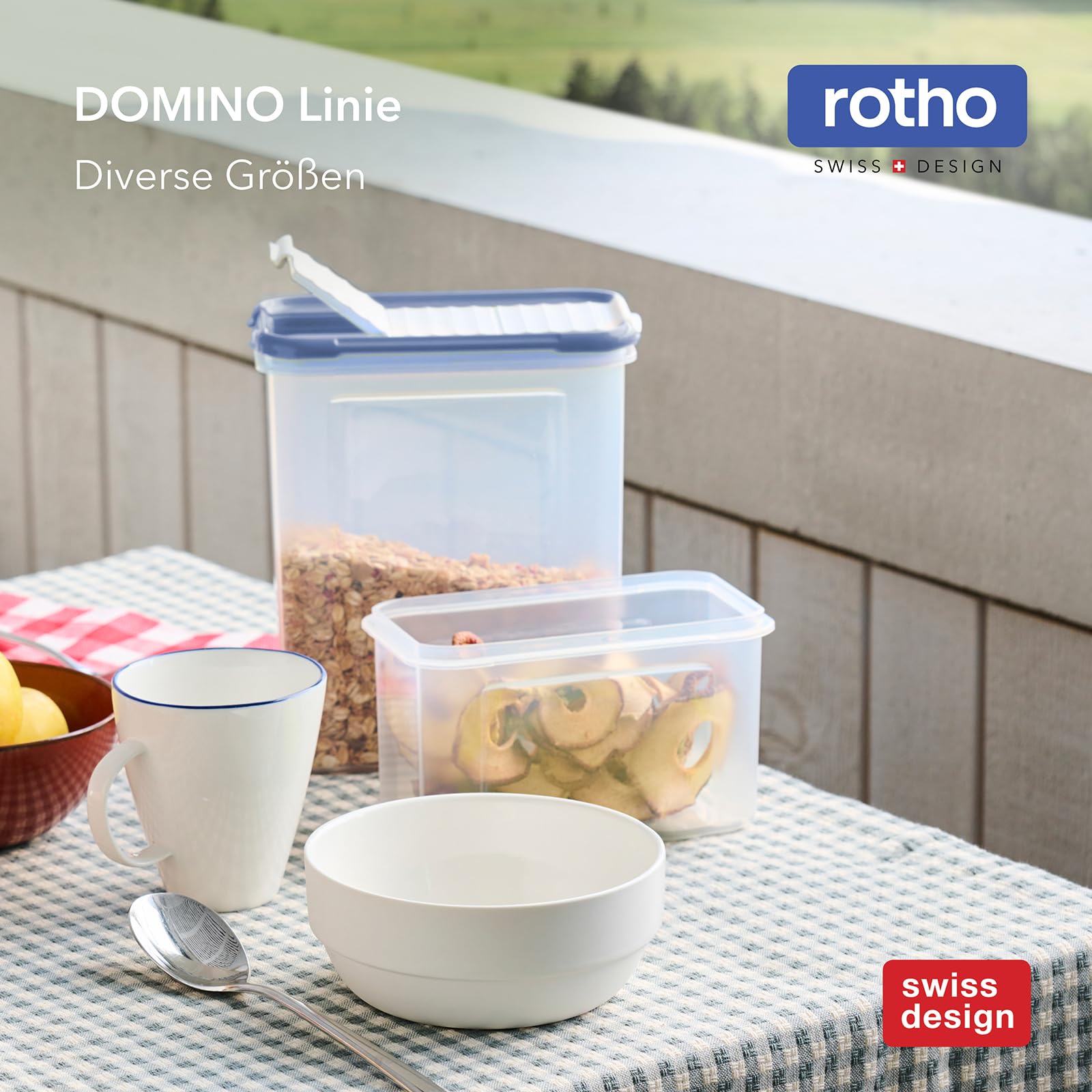 Rotho DOMINO Vorratsdosen 24er Set mit dichtem Klappdeckel transparent Blau
