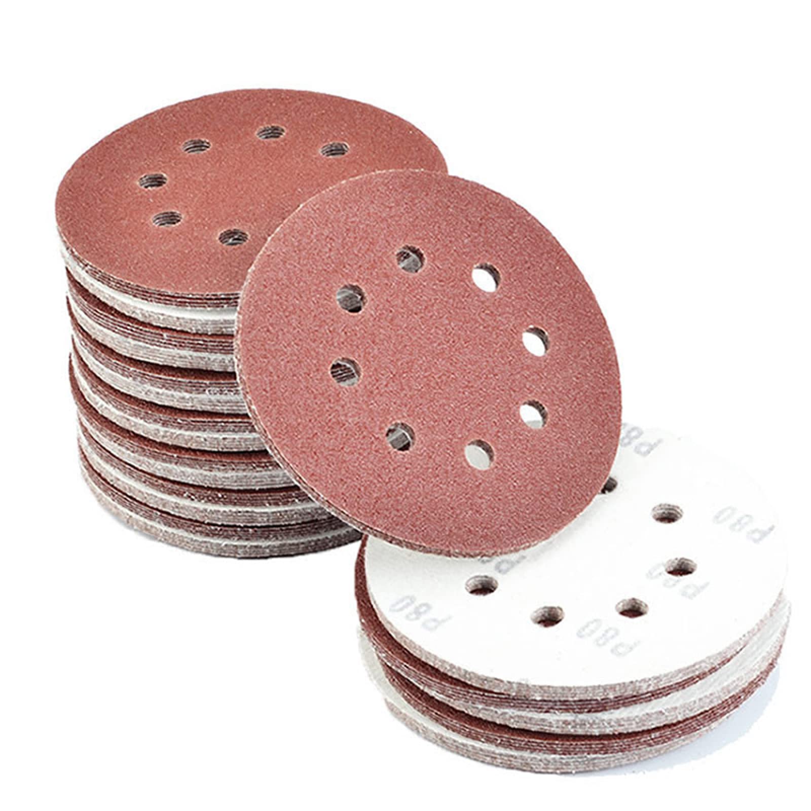 60pcs 5 Inch 125mm Round Sandpaper Sanding Disc Eight Hole Disk Sand Sheets Grit 80-800 Hook And Loop Polish Abrasive Tools
