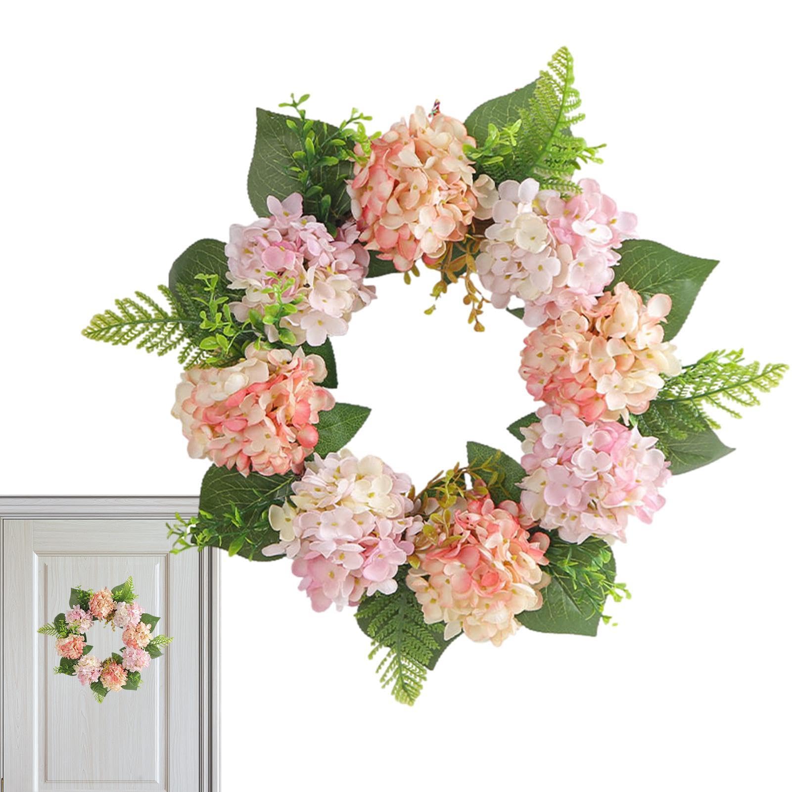 Couronne d'hortensia artificielle 40 cm, déco de porte pour maison et fenêtre de ferme