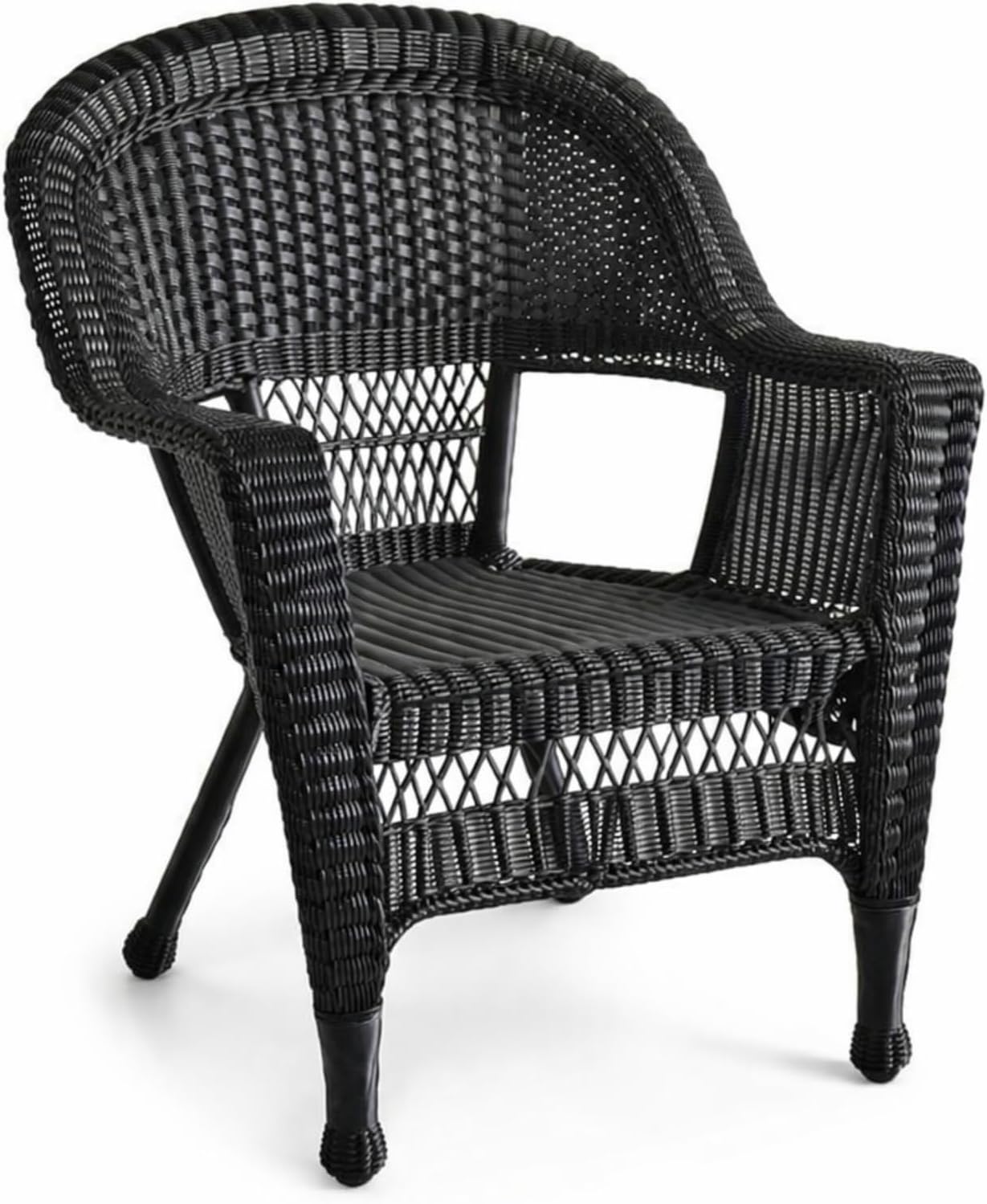 Black Wicker Chair Without Cushion - Set of 2