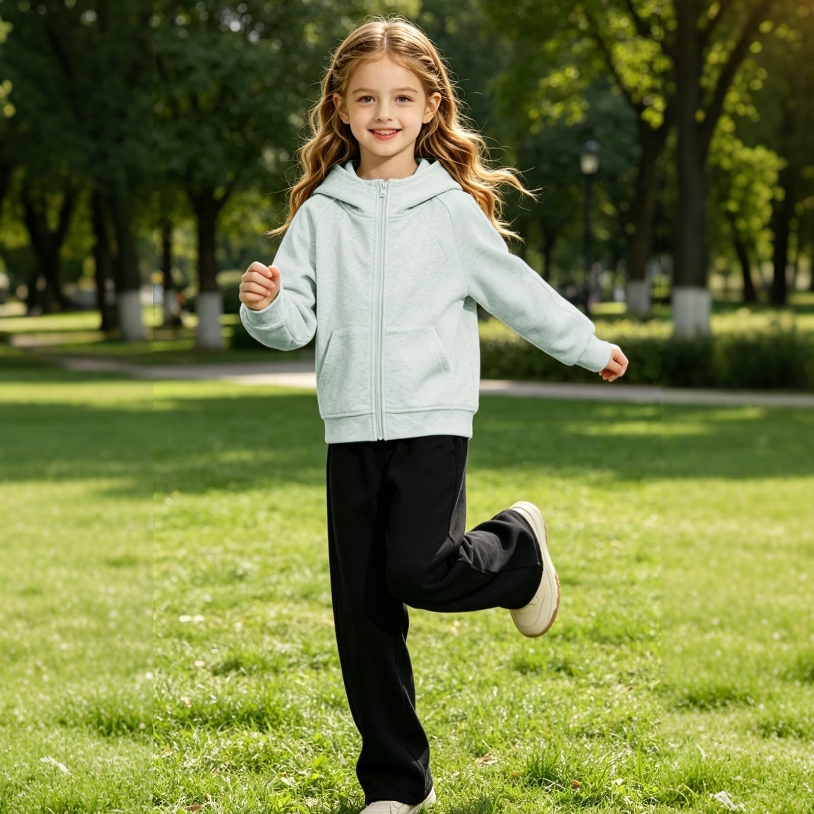 Kinder-Kapuzenpullover mit Reißverschluss, einfarbig