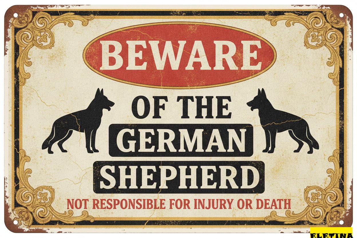 Tin Sign for Man Cave Beware Of The Dog Ger Shepherd Aluminum Metal Tin S Outdoor Yard Warning Fence Yard Home Kitchen Farm Garden Wall Decor 8x12 Inch Private Property Decorative