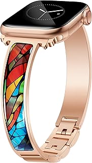 Gold Slim Watch Bands for Women Compatible with Apple Watch 38mm 40mm 41mm 42mm 44mm 45mm 46mm 49mm Designer Dressy Bracelet Thin Strap Adjustable for iWatch Series 11/10/9/8/7/6/5/4/SE3/2/1
