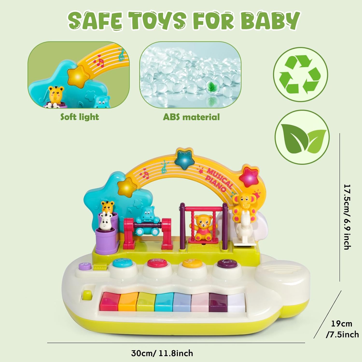 Baby Piano Toys for 1+ Years Old Birthday Gifts Animal Light Up Musical Toy Music Toy Instruments Piano Keyboard Toy for Toddlers Infant Learning Educational Interactive Toys 3+ Months