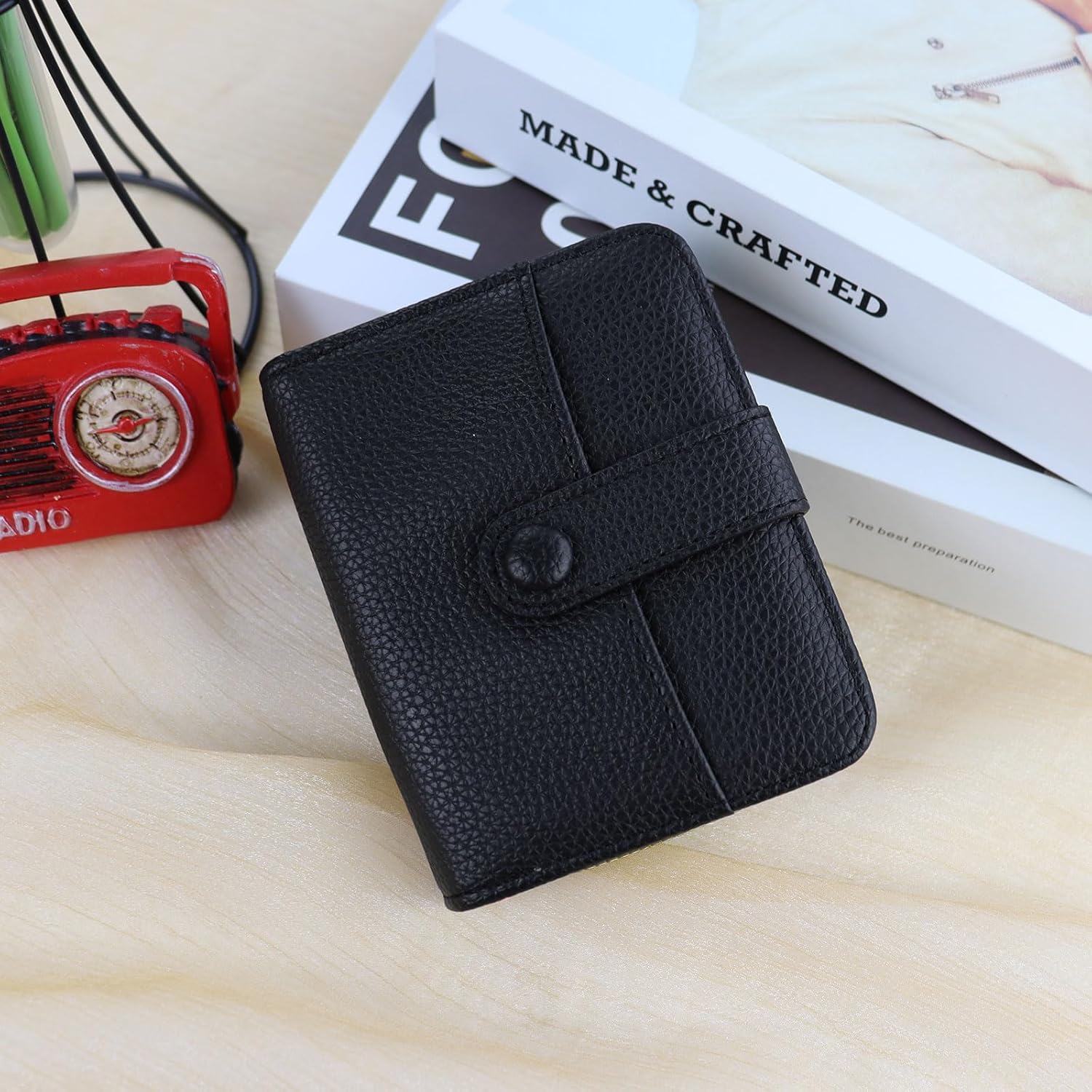 Small Wallet for Women, Fashion PU Leather Wallets with Zipper Coin Pocket, Portable Bifold Credit Card Wallet with ID Window and Multi Card Slots (Black) - Image 7