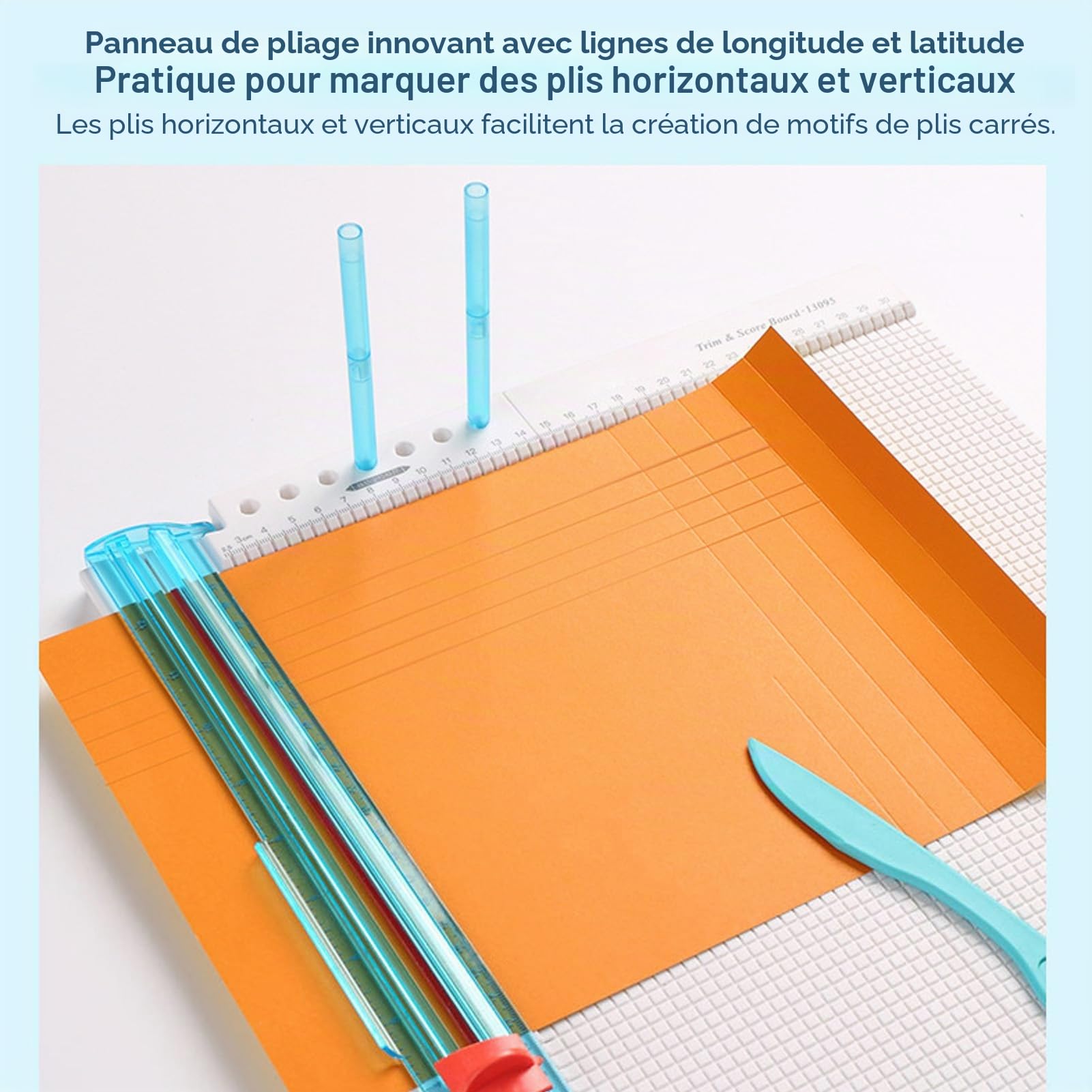 Papier Artisanal, Planche de Notation, Papier Artisanal Portable de 12 Pouces avec Pliage de Papier et Marqueur, Outil de Score et de Pliage pour le Scrapbooking