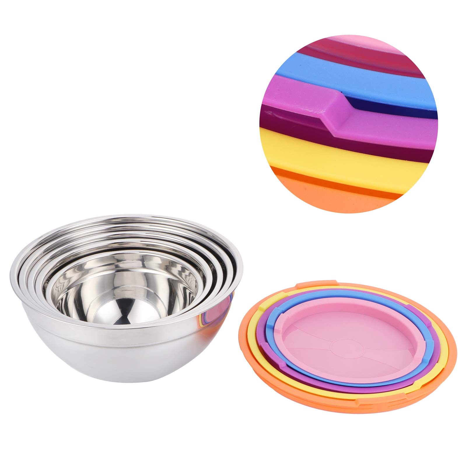5-teiliges Edelstahl-Rührschüssel-Set, Lebensmittelaufbewahrungsbox mit Deckel für die Küche zu Hause