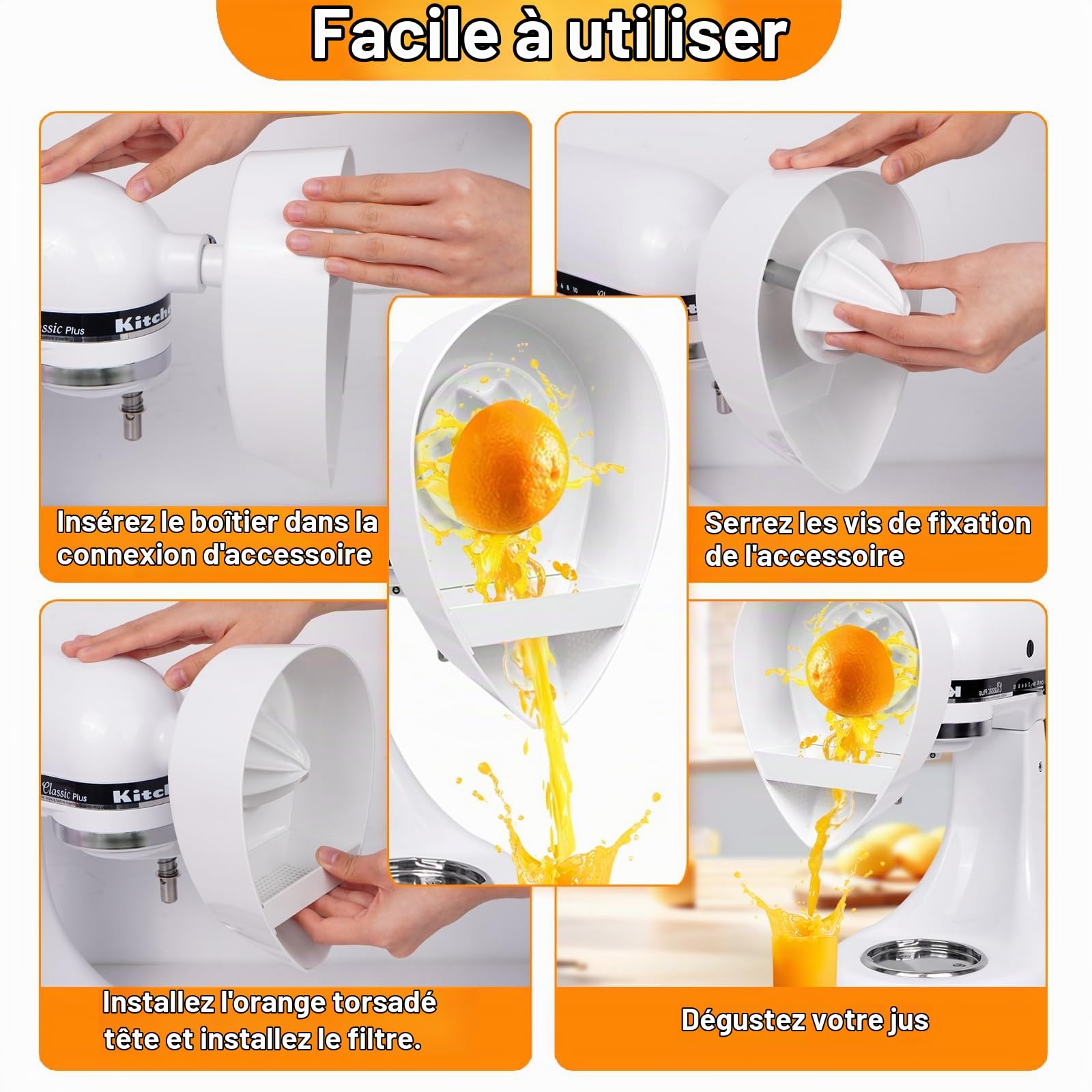 Accessoire pour presse-agrumes compatible avec le batteur sur socle Kitchen Aid, Accessoire pour presse-agrumes pour les accessoires du batteur Kitchen Aid