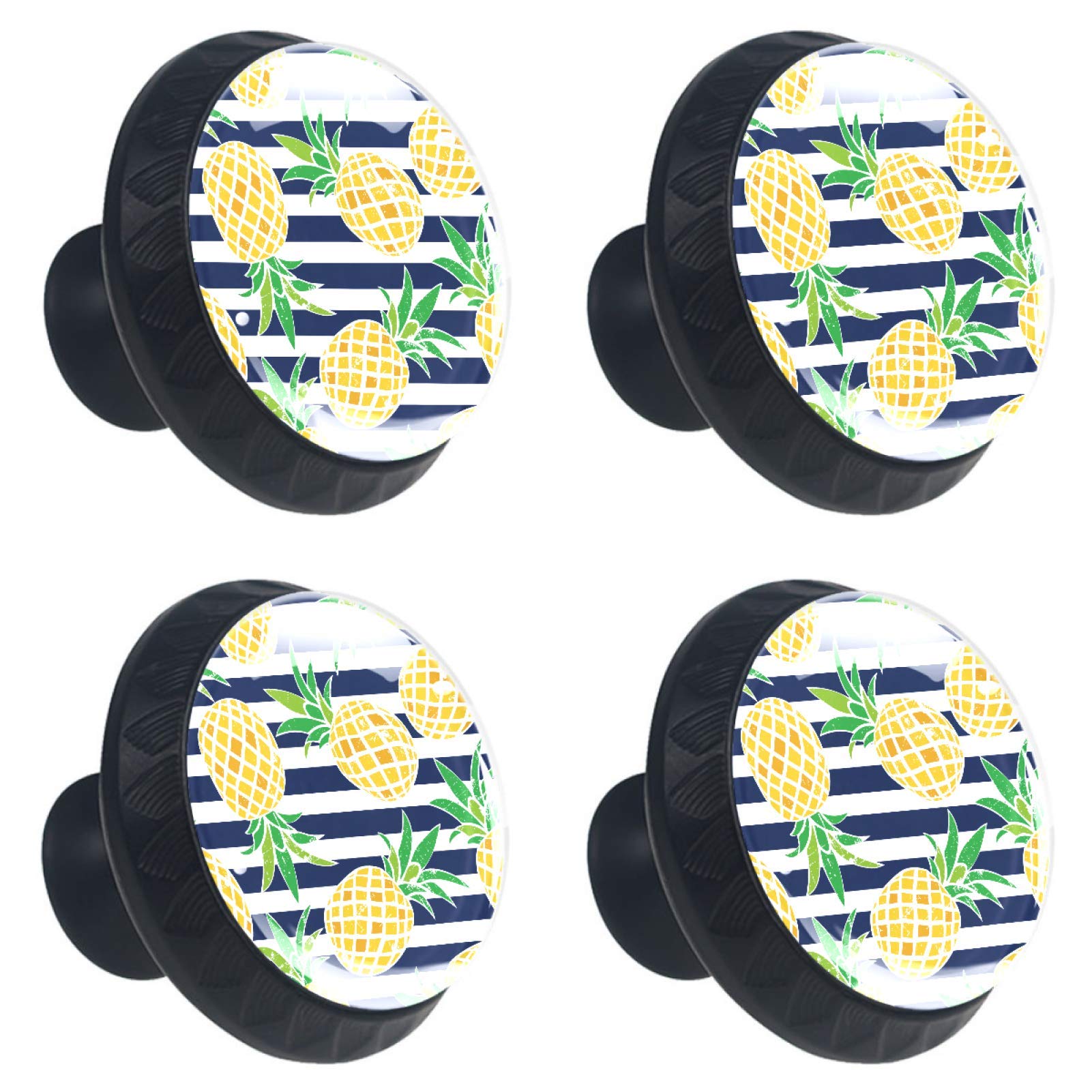 Poignées meuble cuisine en verre ananas boutons tiroir usé x4
