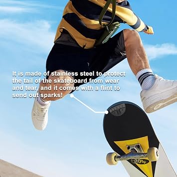 Upgrade Your Skateboard Add Sparking Flames Tail Plate Attachment for an Electrifying Ride,Skateboard Accessories,Flint,Skateboard Spark Plate