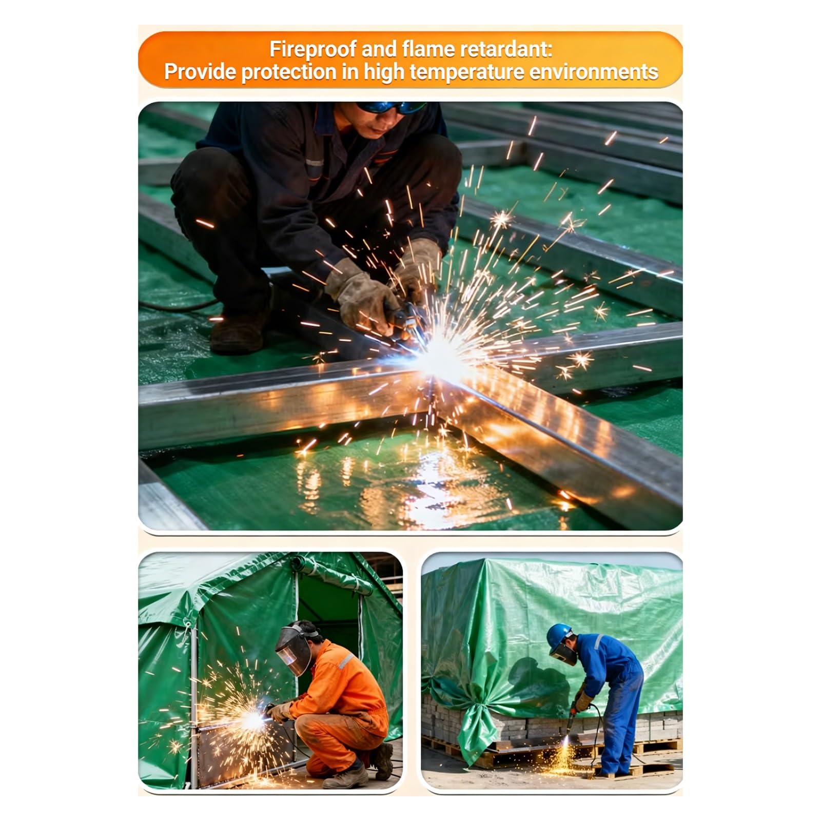 Couverture de soudage en fibre de verre découpable avec œillets, tapis ignifuge résistant à la chaleur pour la protection de soudage industriel, soudeurs de poêle à griller