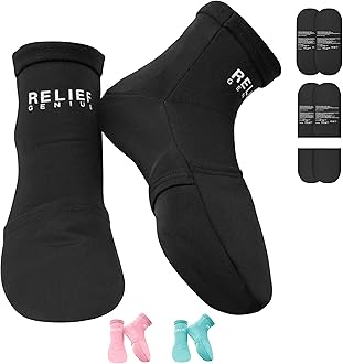 Cold Therapy Socks with Reusable Gel ice Packs - Achieve Relief from Sprains, Muscle Pain, Bruises, Swelling, Edema, Chemotherapy, Arthritis, Post Partum Foot- 2 pcs (Large)