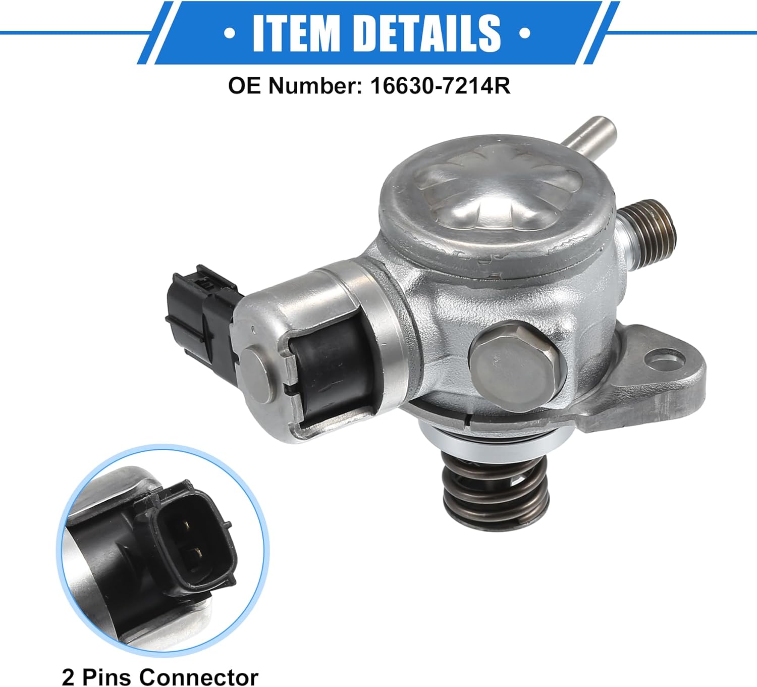 Car High Pressure Fuel Pump Replacement Compatible for Nissan Qashqai 2013-2018, Durable Metal Silver Tone High Pressure Mechanical Fuel Pump