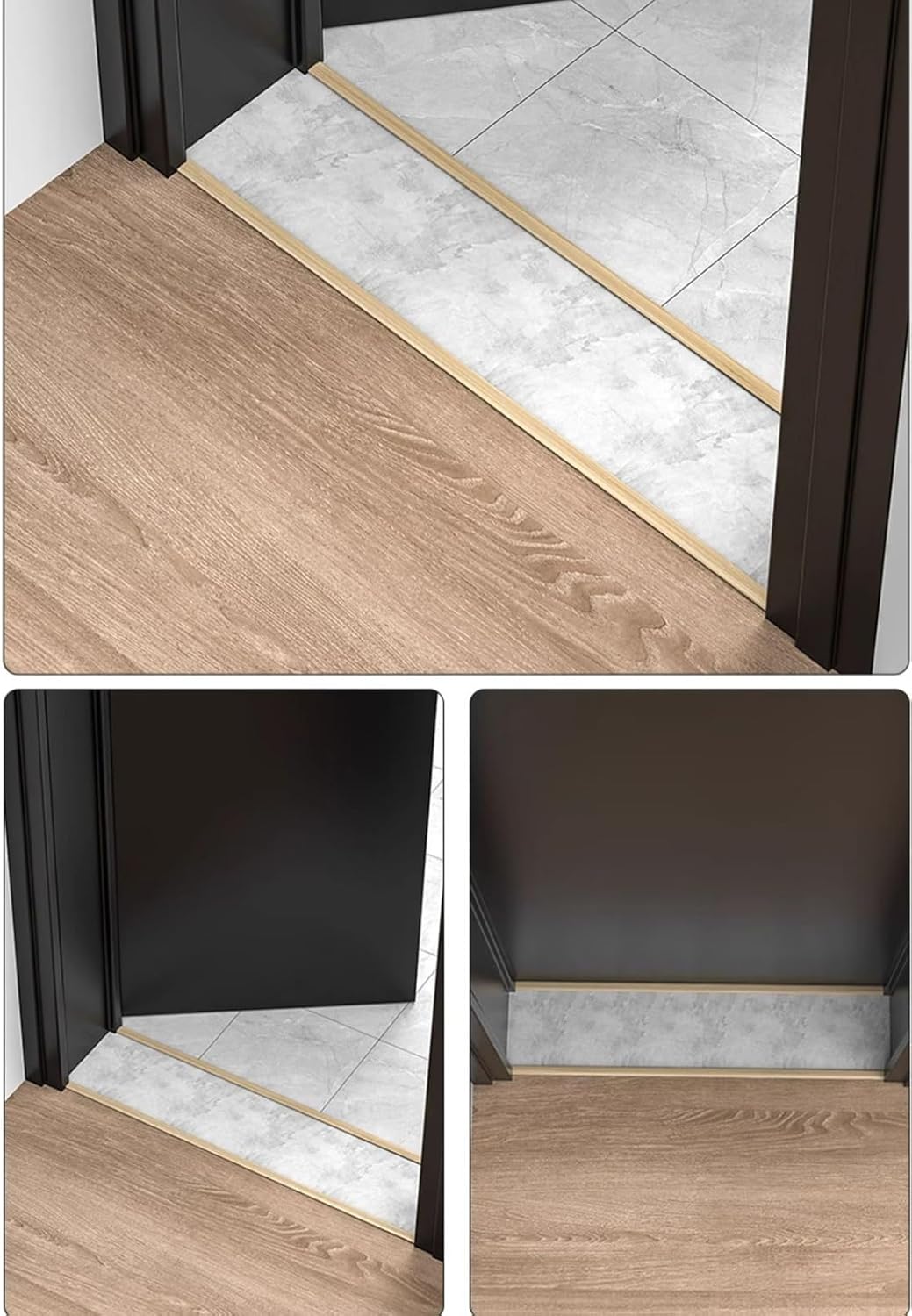 ARTSZY Self Adhesive Floor Edge Trim T Molding with Wood Grain, Cuttable 43 mm Extra Wide Threshold Transition Strips, Floor Transition Strip Wood to Tile(Color:Color 2 (L 90cm/35.4in/3ft),Size:2pcs)