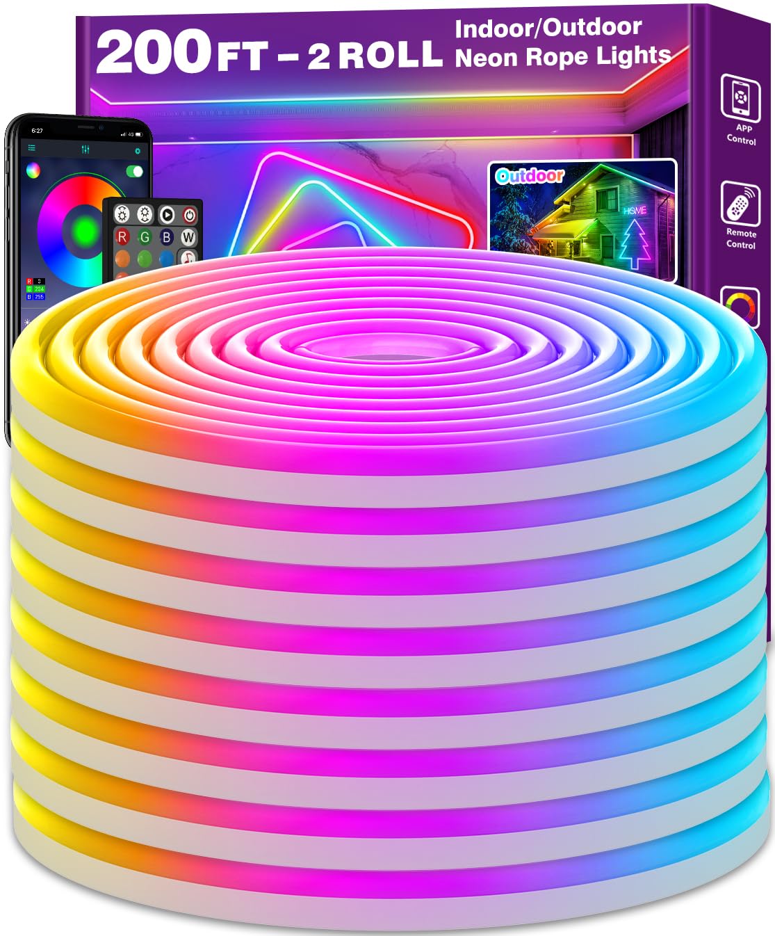 Snapklik.com : AILBTON Led Neon Rope Lights 200Ft,Control