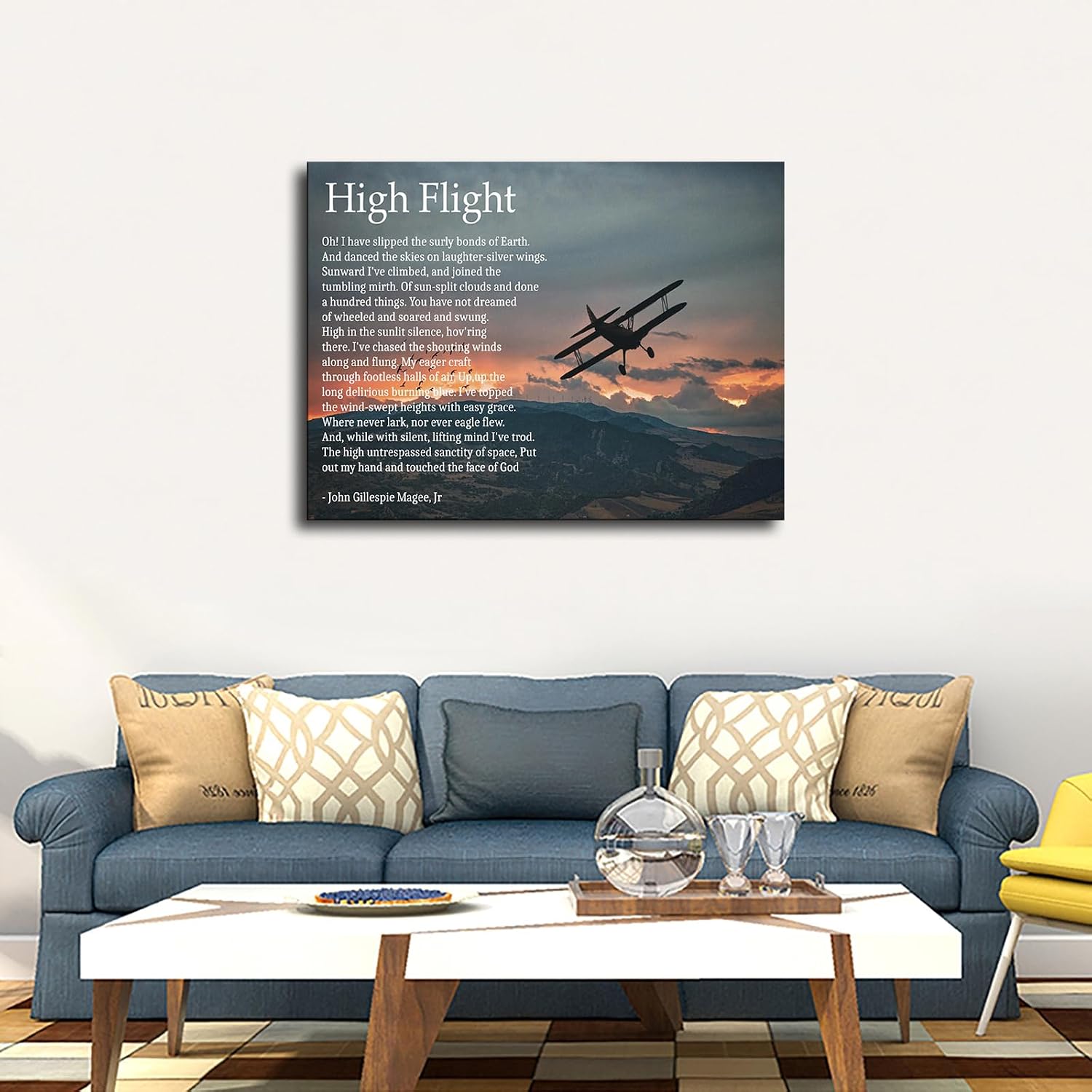 High Flight Poem by John Gillespie Magee Jr Poster Wall Art Painting Canvas Wall Decor Modern Family Home Aesthetic Decor Bedroom Living Room Background Wall Decor (08×12inch-Framed) image 2