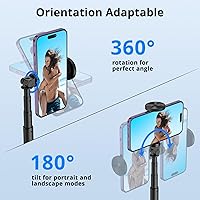 Vista 2 de ATUMTEK Trípode para selfie stick de 51 pulgadas, soporte extensible todo en uno con control remoto Bluetooth, rotación de 360° para iPhone y Negro