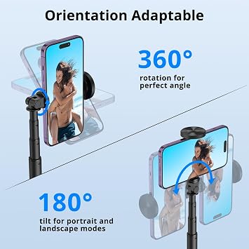 ATUMTEK 51 Selfie Stick Tripod, All in One Extendable Phone Tripod Stand with Bluetooth Remote 360 Rotation for iPhone and Android Phone Selfies, Video Recording, Vlogging, Live Streaming, Black