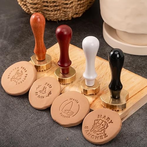 Sello de cerámica personalizado, sello de latón de 0.472 in de grosor, sello para arcilla, regalos para cerámica, sello de arcilla, sello