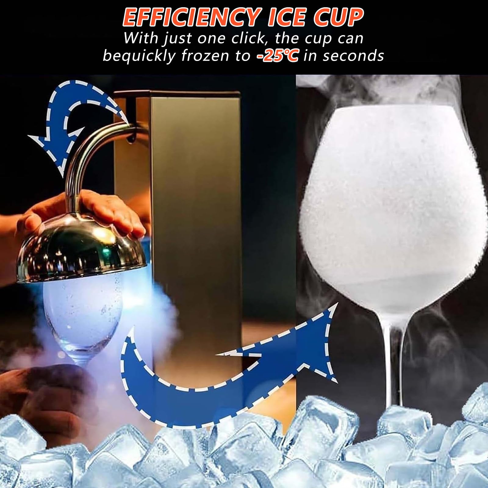 Sbrinatore per Bicchieri, Raffredda a -13℉ in 8 Secondi, Macchina Elettrica per Il Raffreddamento dei Bicchieri per Gestori di Ristoranti, Acciaio Inox