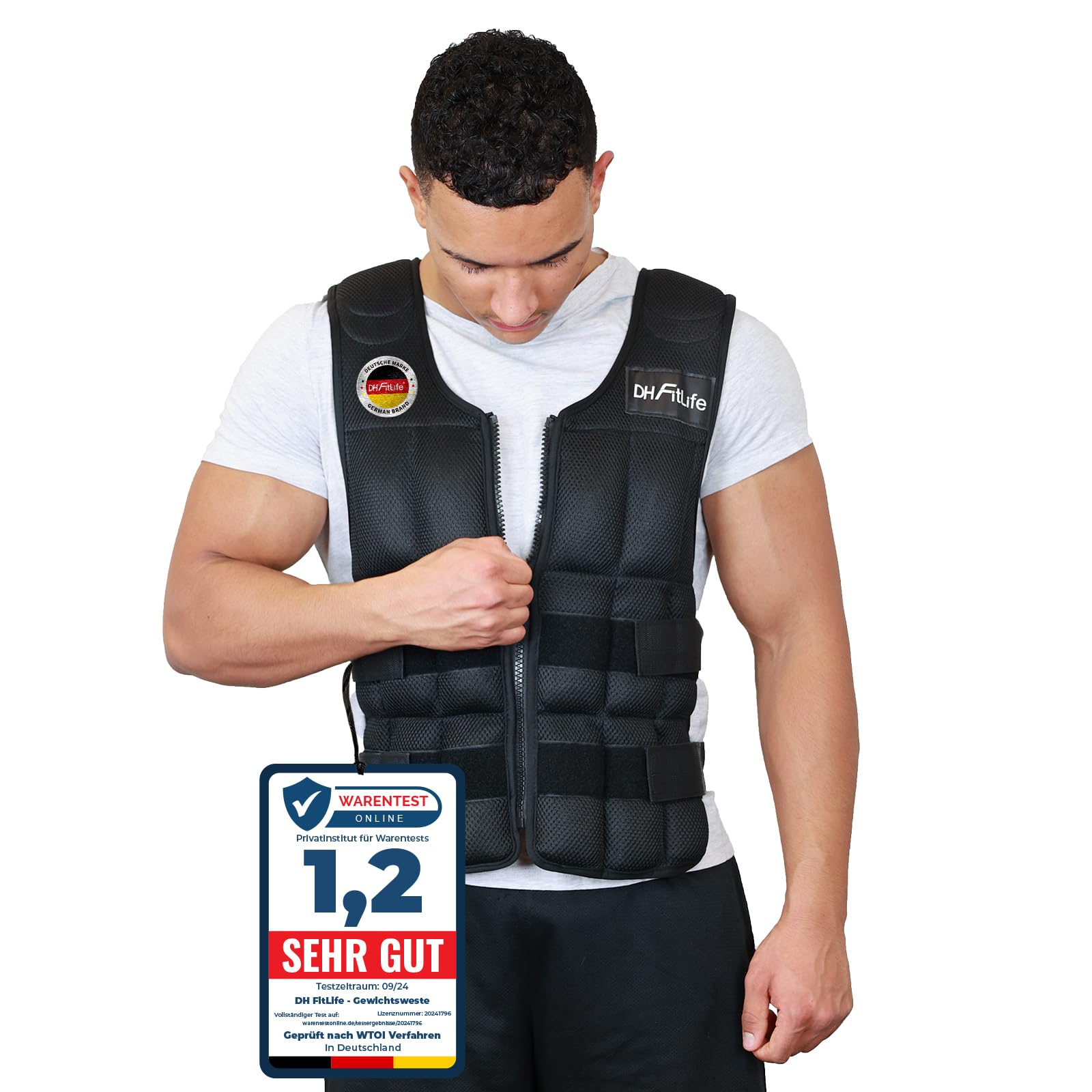 DH FitLife Verstellbare Gewichtsweste 10/20/30KG zum Muskelaufbau u. Krafttraining | Weighted Vest | Laufweste Damen Herren | Fitness Trainingsweste