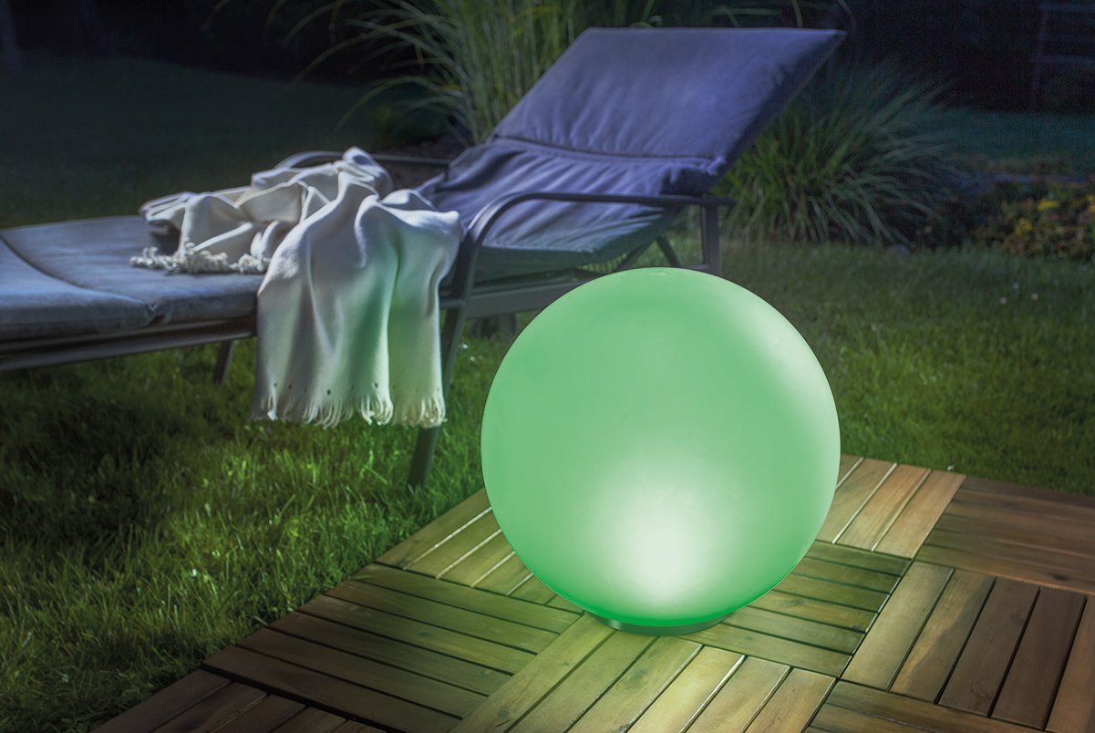 Sfera luminosa solare da 40 cm, 7 colori chiari a luce continua o alternata, 8 oredi durata della lampada solare Esotec 102611