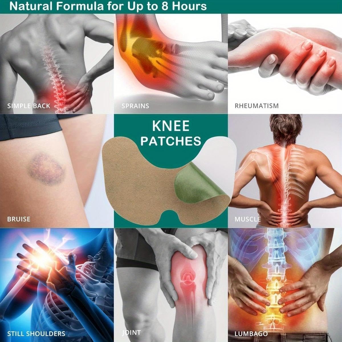 Generic Herbal Heating Patches 10 Pack - Natural Pain Relief for Neck, Back, Shoulders, Waist & Feet | Reusable Thermal Therapy Muscle Soothing Patches with Long-Lasting Adhesive (100)